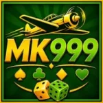 MK999 Game logo with a yellow airplane, playing cards, dice, and bold MK999 text on a green background
